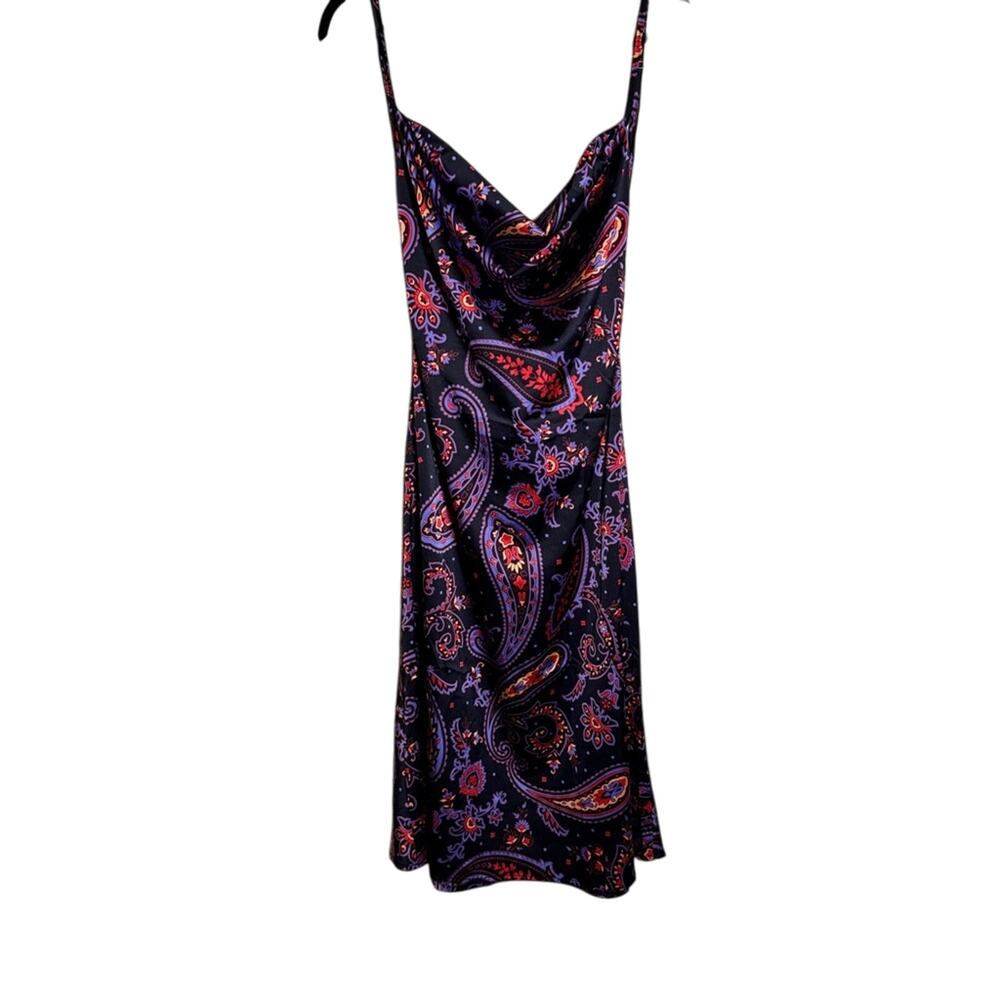 Danielle Bernstein We Wore What Black Paisley Satin Mini Dress Womens M Party